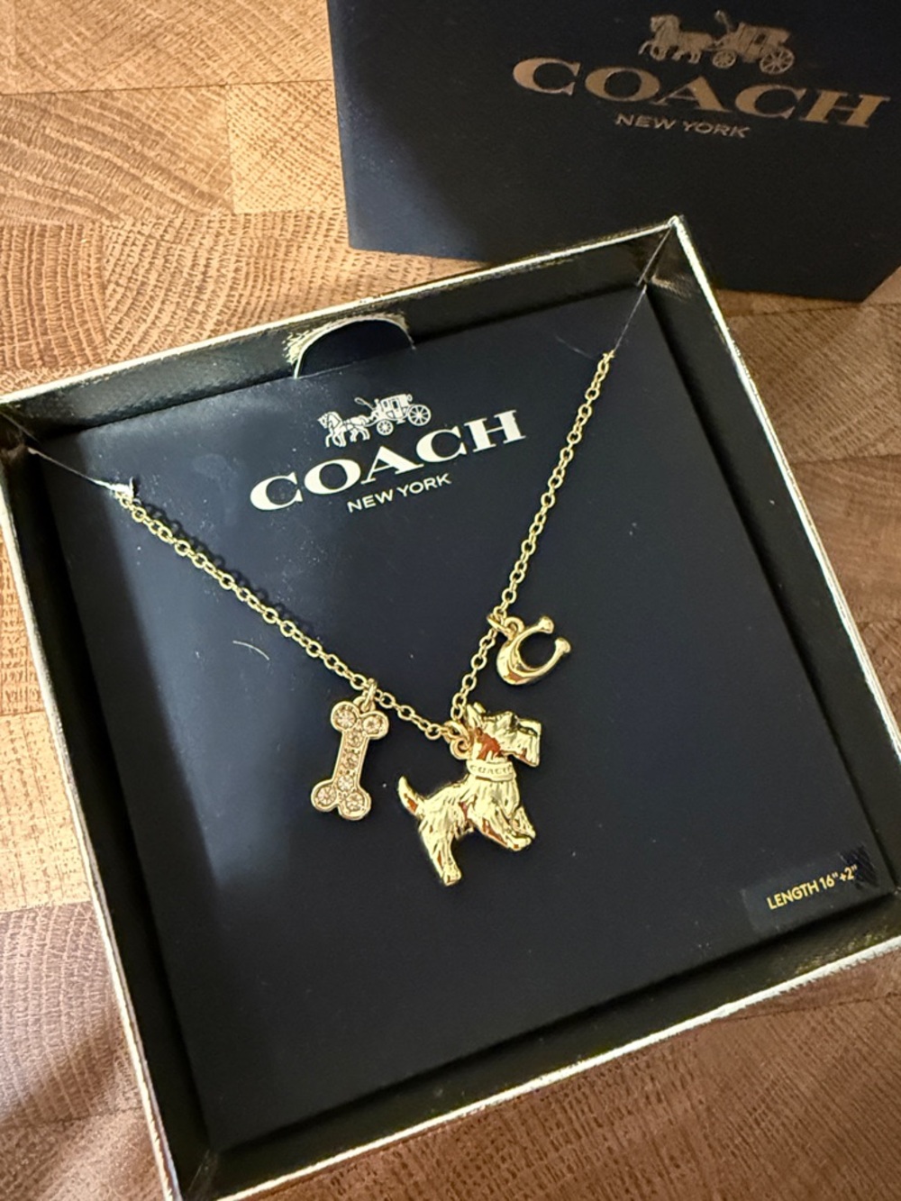Coach Gold-Tone Scottie Dog Charm Necklace - Picture 3 of 3